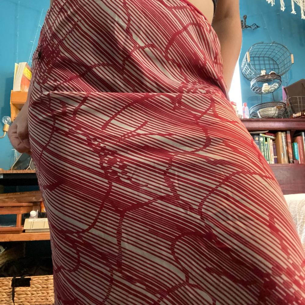 Red floral skirt. Vintage style